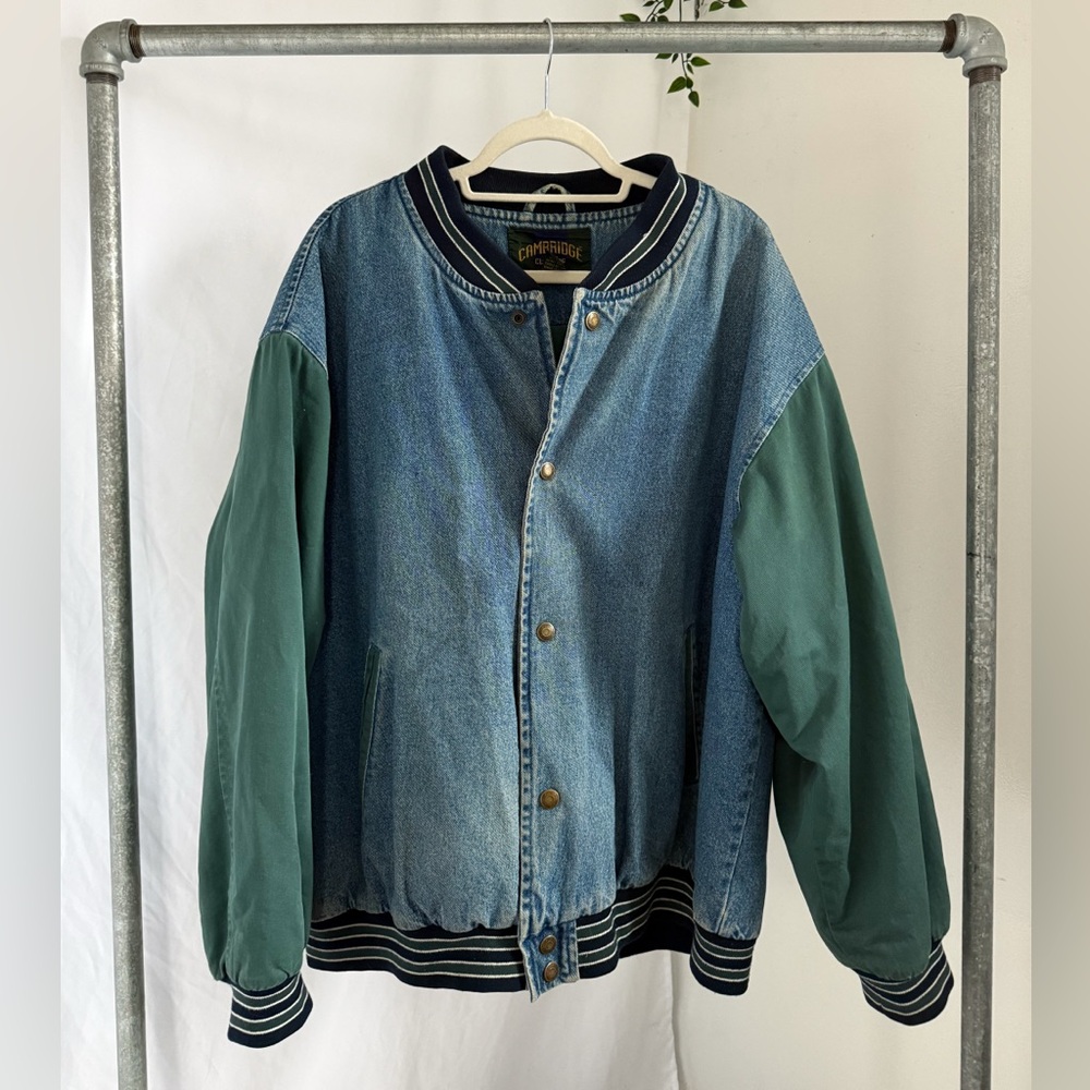 Vintage denim bomber jacket